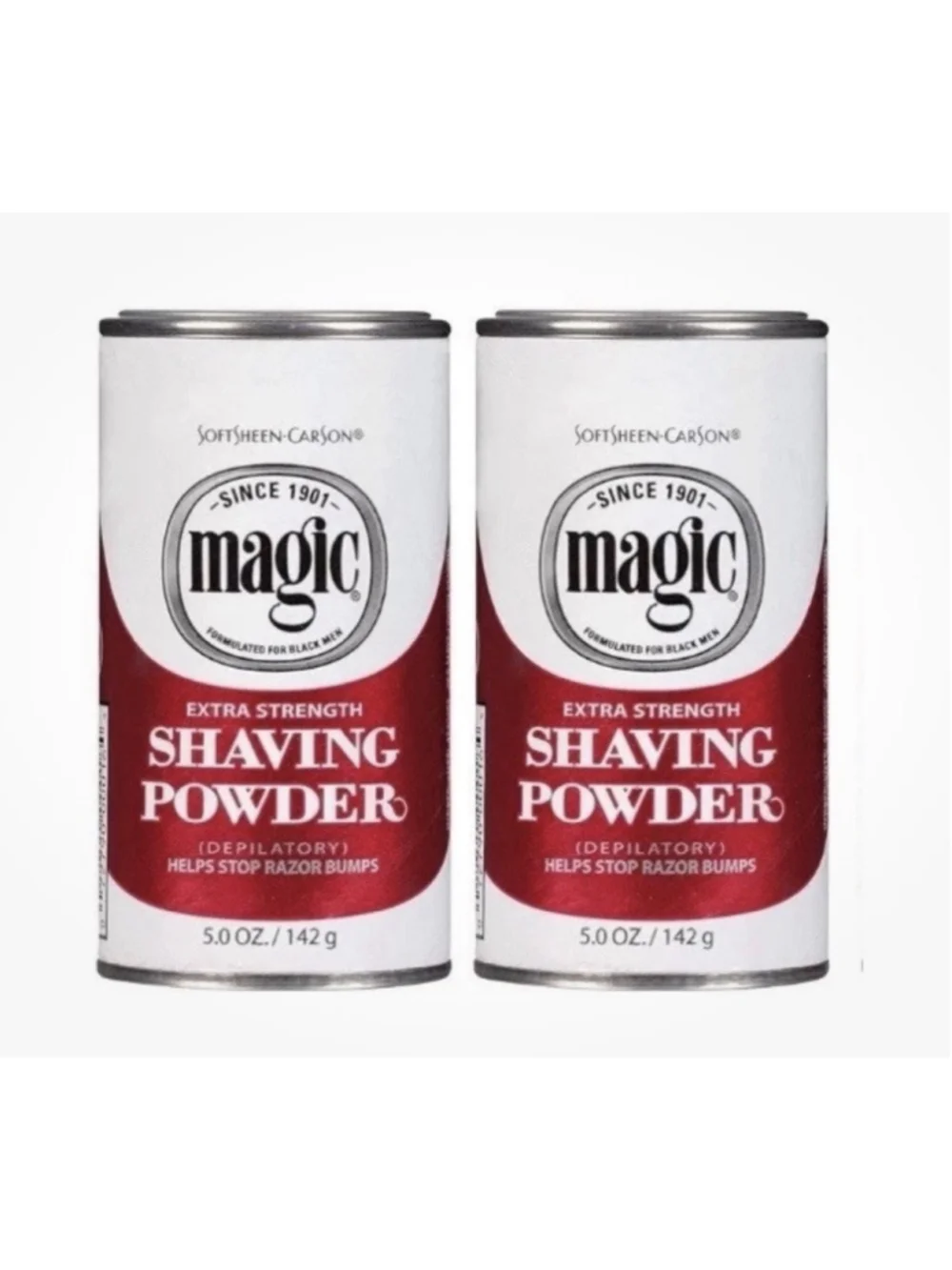 2 Magic Shaving Powder Extra Strength Shave Soft Sheen Carson 5oz DISCONTINUED